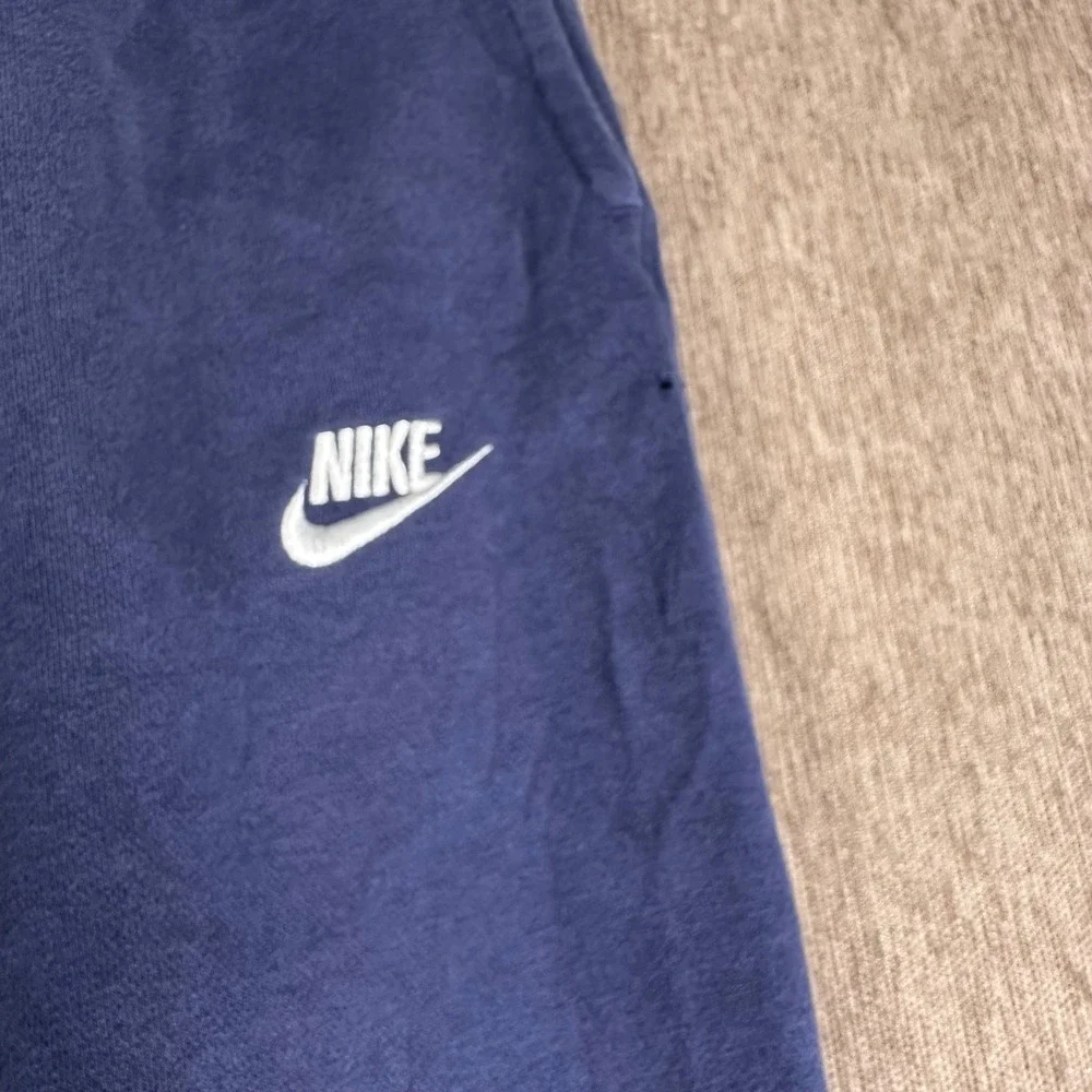 Nike Mens Club Fleece Sweatpants Navy Blue Open Hem Straight Leg Size M